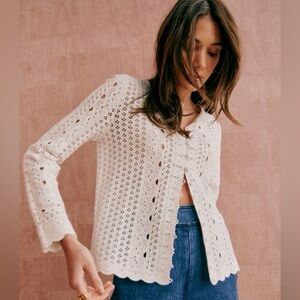Sezane Noelia Cardigan Ecru - Size XL